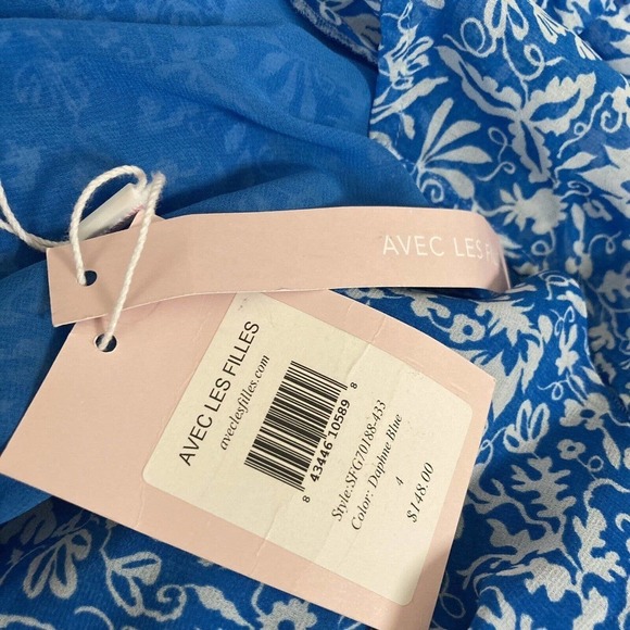 AVEC LES FILLES Tiered Floral Maxi Long Dress Daphne Blue Womens Size 4‎ … - Picture 11 of 13